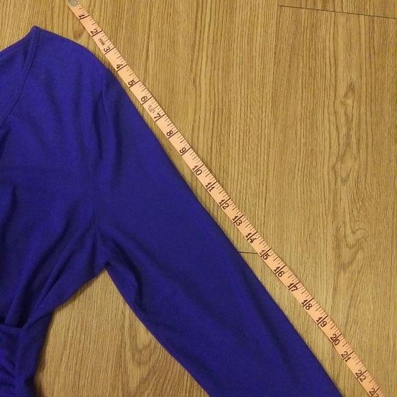 Three Dot XL cobalt blue faux wrap 3/4 slv V neck - Picture 7 of 8